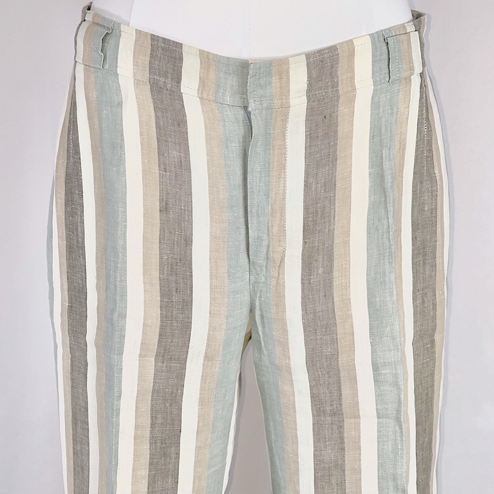 MEXX Linen Striped Mid Rise Straight Leg Pants